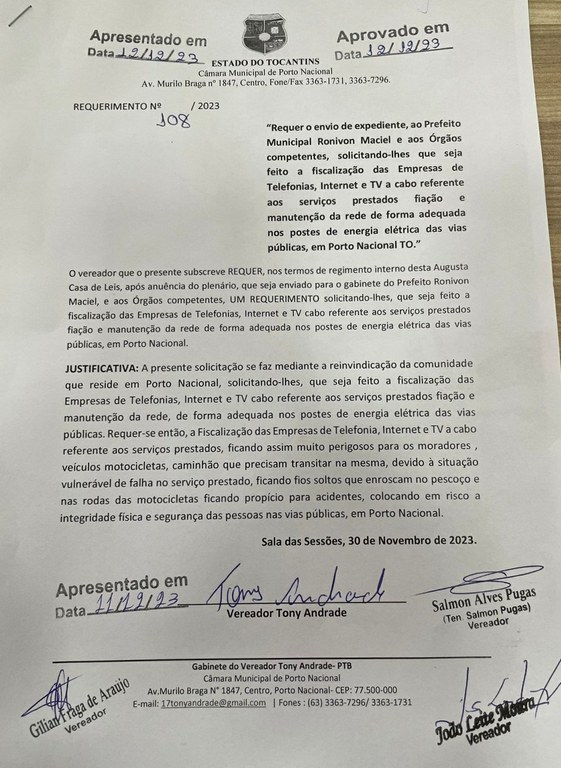 Requerimento 108 Requerimento 108