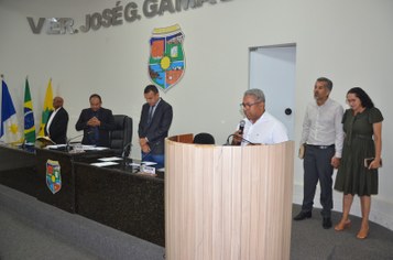 Presidente do Conselho de Ministros e Pastores – COMPAS, Pastor Pedro Ferreira, acompanhado pelos Pastores Clóvis e Laziene.